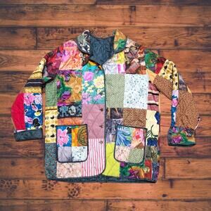 Vintage quilted patchwork handmade reversible